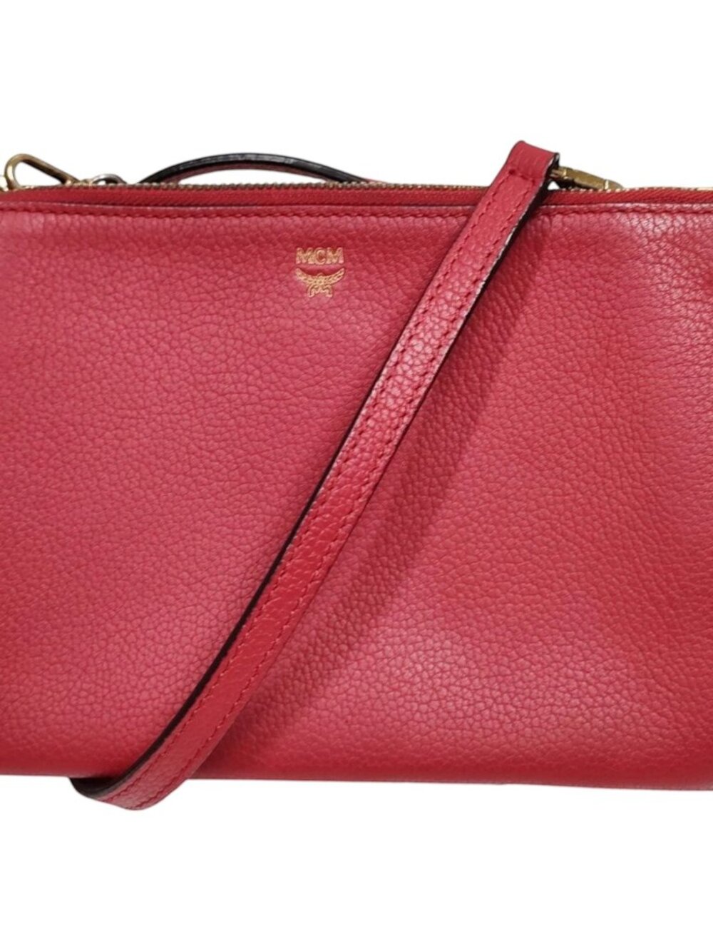 (L3) MCM Crossbody Bag Red Leather